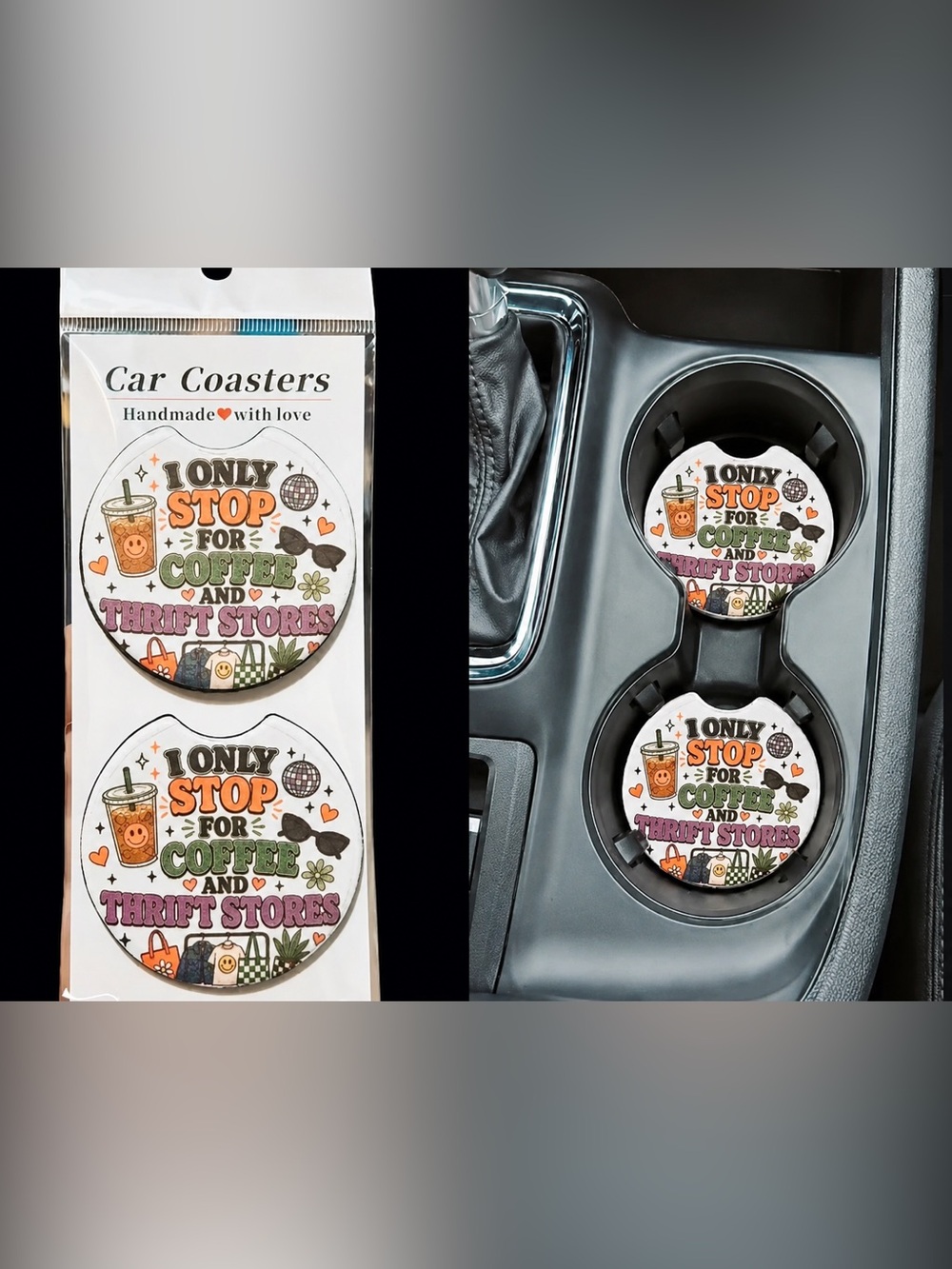 ☕🛍️ ONLY STOP FOR COFFEE & THRIFT STORES CAR COASTERS 🛍️☕